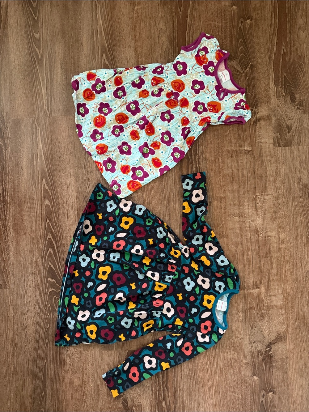 Hanna Andersson Floral Dress Set in Aqua, Plum, Red & Black